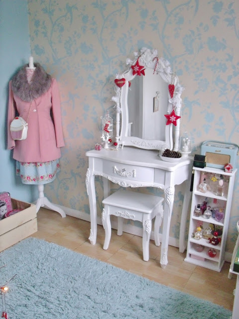 vintage style duck egg blue dressing room.