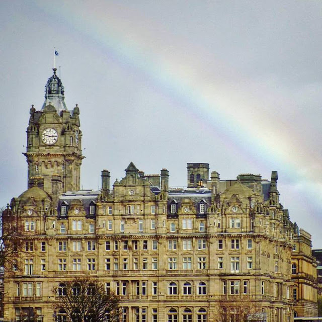 Edinburgh city centre with rainbow Edinburgh city centre with rainbow