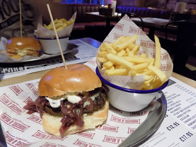 Beers and burgers Edinburgh - burger with fries Beers and burgers Edinburgh - burger with fries