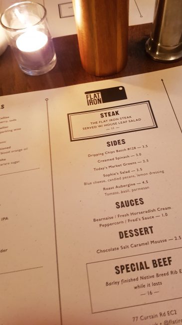 Flat Iron Steak menu